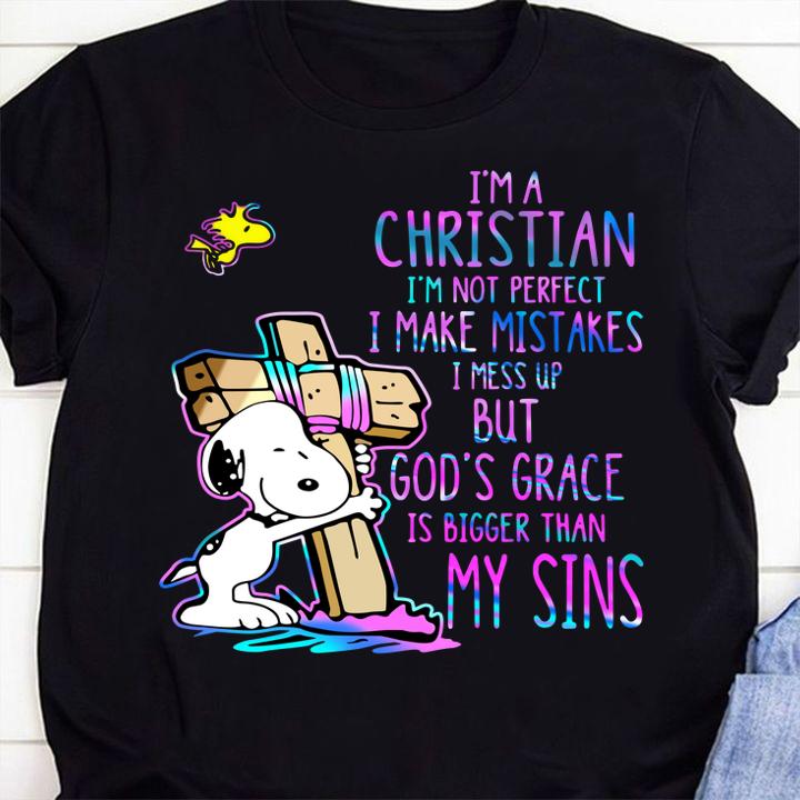 Snoopy Cross I'm A Christian I'm Not Perfect I Make Mistakes I Mess Up t-shirt shirt