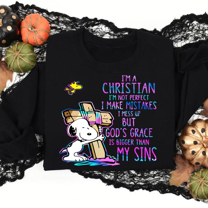 Snoopy Cross I'm A Christian I'm Not Perfect I Make Mistakes I Mess Up t-shirt sweatshirt