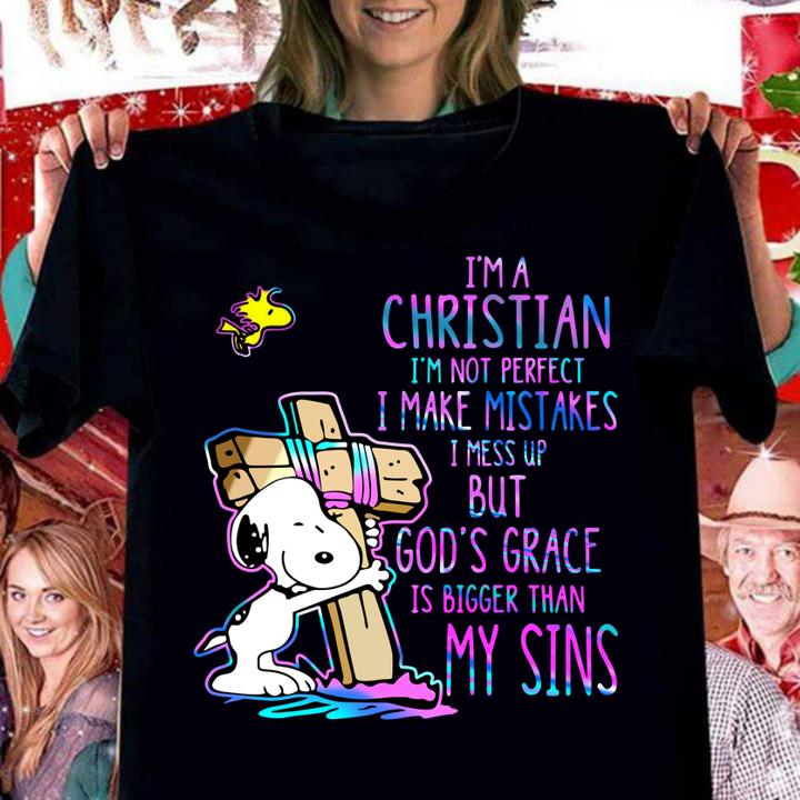 Snoopy Cross I'm A Christian I'm Not Perfect I Make Mistakes I Mess Up t-shirt woman shirt