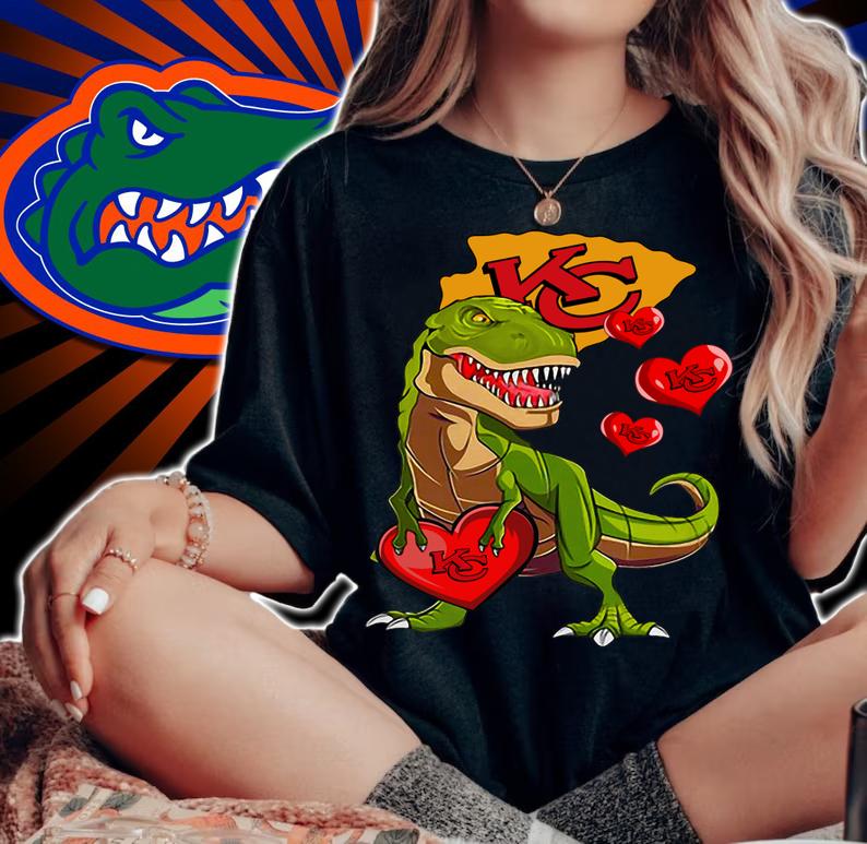 Dinosaur T Rex Mashup Kansas City Chiefs t-shirt woman shirt