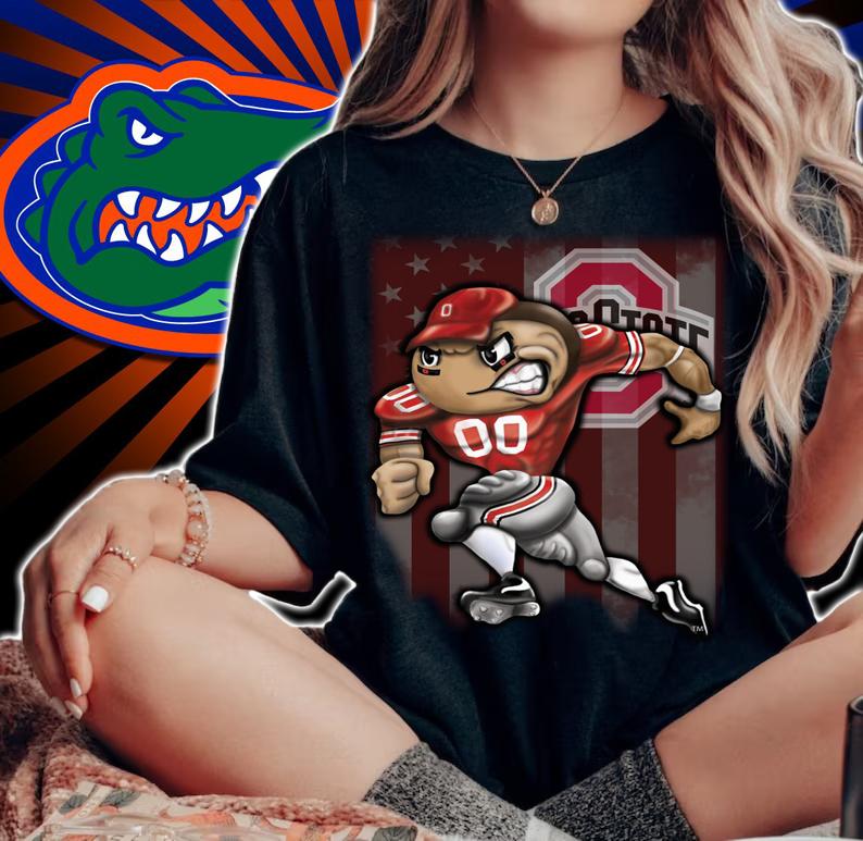 Ohio State Buckeyes Brutus Buckeye American Flag t-shirt woman shirt