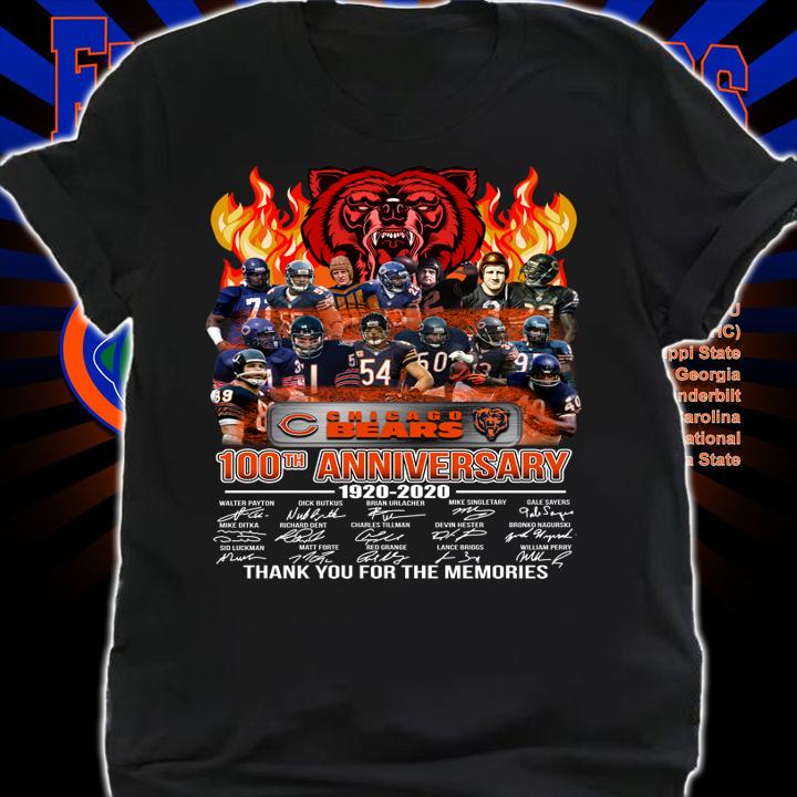 NFL Chicago Bears 100th Anniversary 1920-2020 Signatures t-shirt shirt
