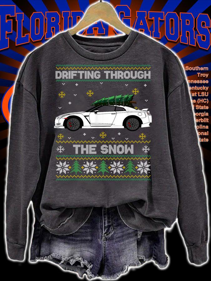 Christmas Tree On Tuning Car Xmas Ugly Sweater Pullover Look t-shirt sweatshirt
