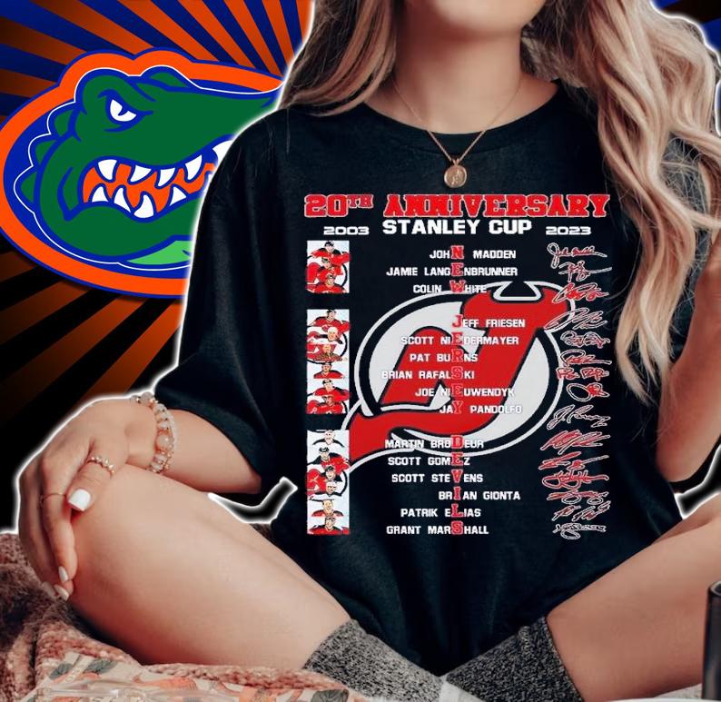 20th anniversary 2003 2023 Stanley Cup New Jersey Devils signatures shirt t-shirt woman shirt