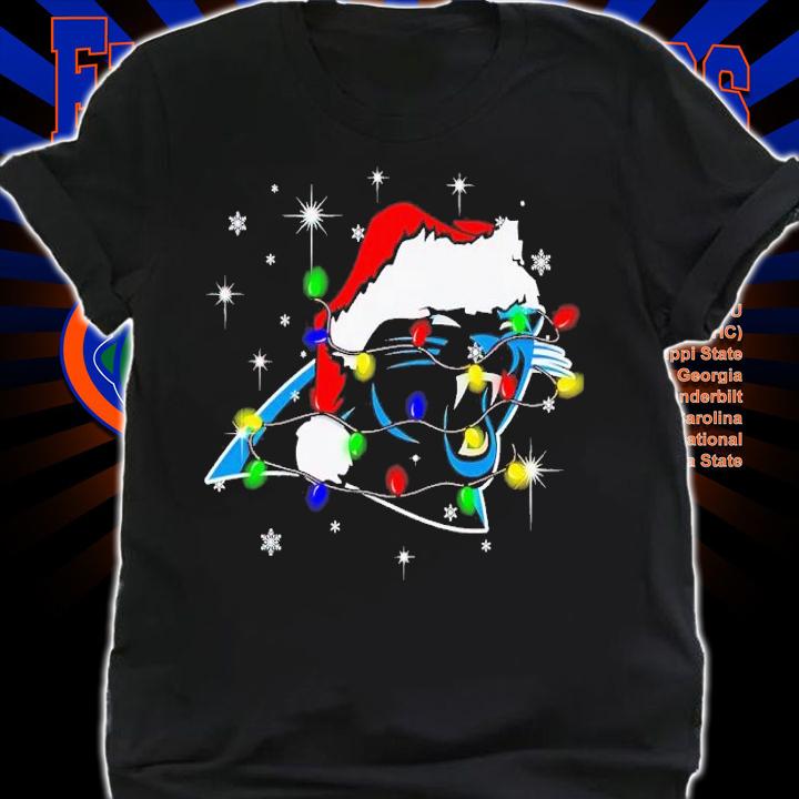 Carolina Panthers Santa hat Christmas shirt t-shirt shirt