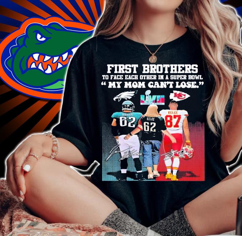 First brothers to face each other in a Super Bowl my mom can't lose signatures shirt t-shirt woman shirt