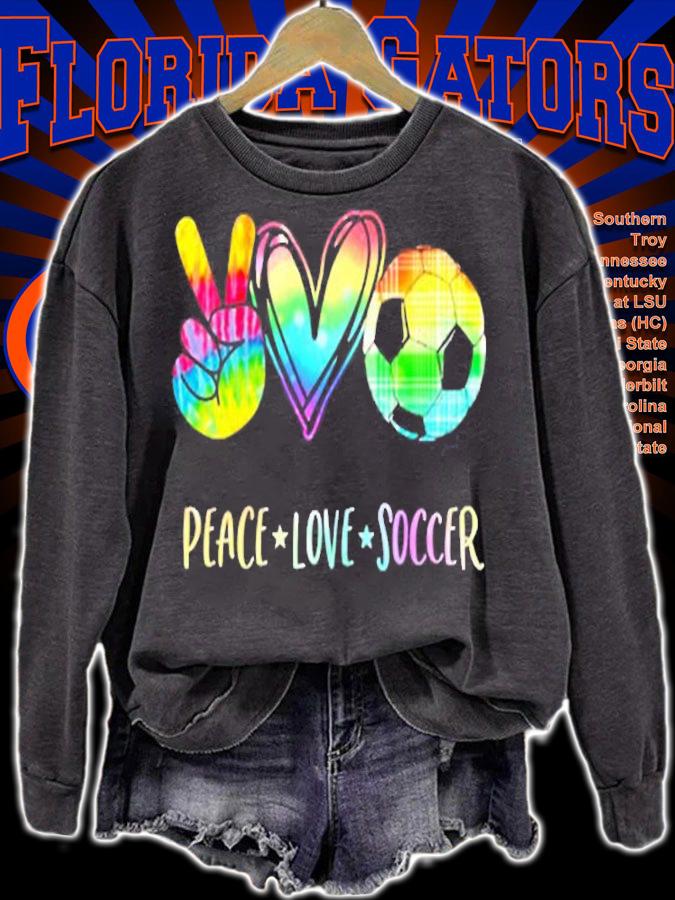 Womens Peace Love Soccer Cute Design Heart Ball T-Shirt