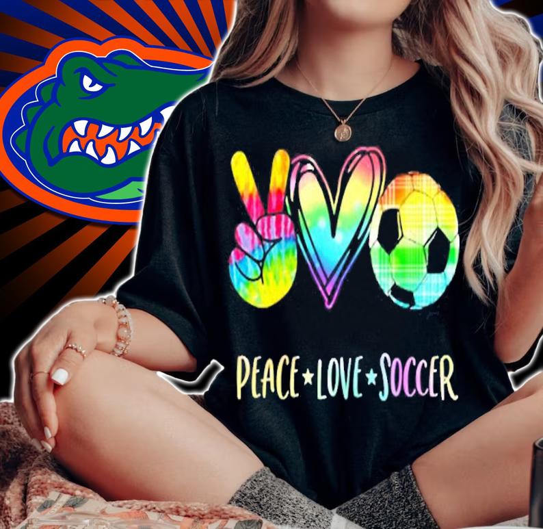 Womens Peace Love Soccer Cute Design Heart Ball T-Shirt