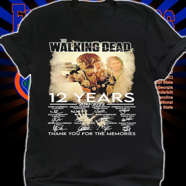 The Walking Dead 12 Years 2010 2022 Thak You For The Memories Signatures T-Shirt