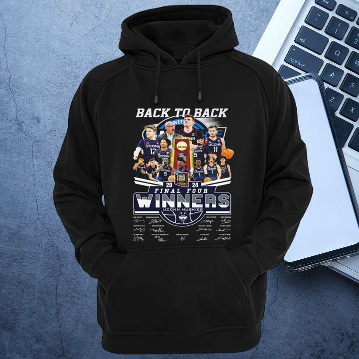 Uconn Huskies Final Four Winner 2024 Back To Back Signatures T-Shirt hoodie
