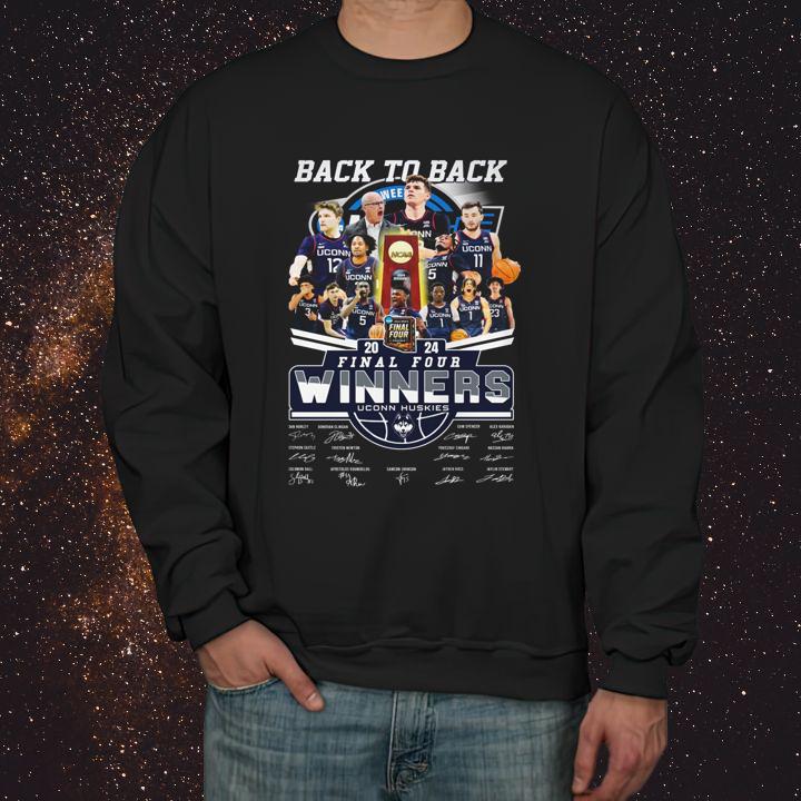 Uconn Huskies Final Four Winner 2024 Back To Back Signatures T-Shirt sweatshirt
