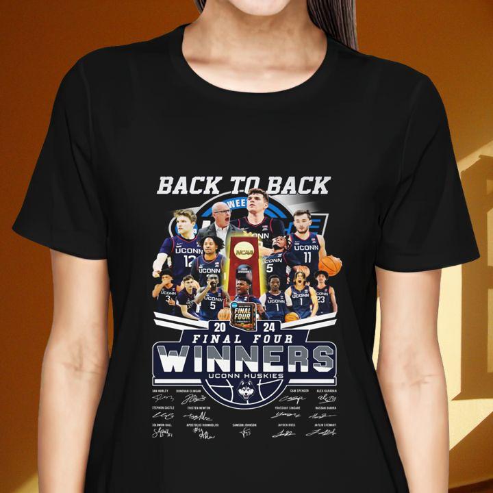 Uconn Huskies Final Four Winner 2024 Back To Back Signatures T-Shirt womenshirt