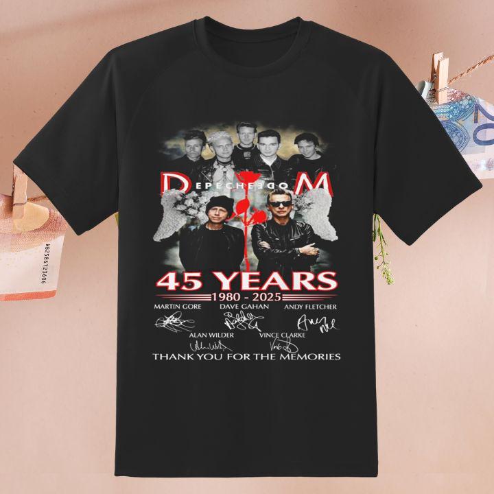 Depeche Mode Band 45 Years 1980-2025 Signatures Thank You For The Memories T-Shirt