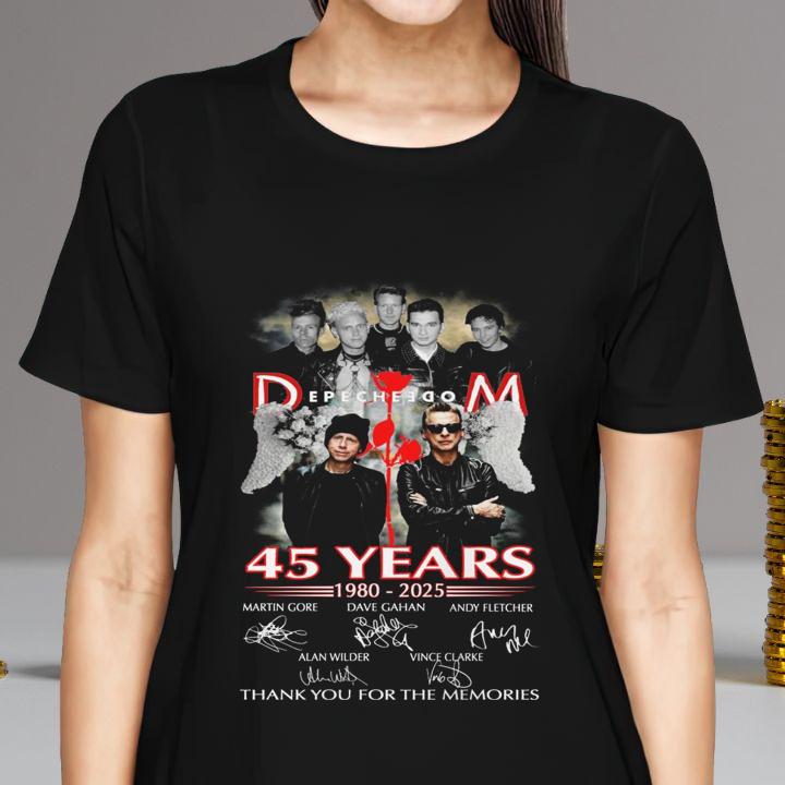 Depeche Mode Band 45 Years 1980-2025 Signatures Thank You For The Memories T-Shirt womenshirt