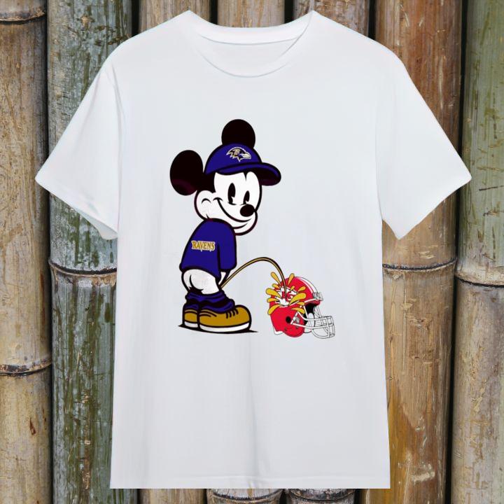Baltimore Ravens Disney Mickey Peeing Piss On Kansas City Chiefs T-Shirt