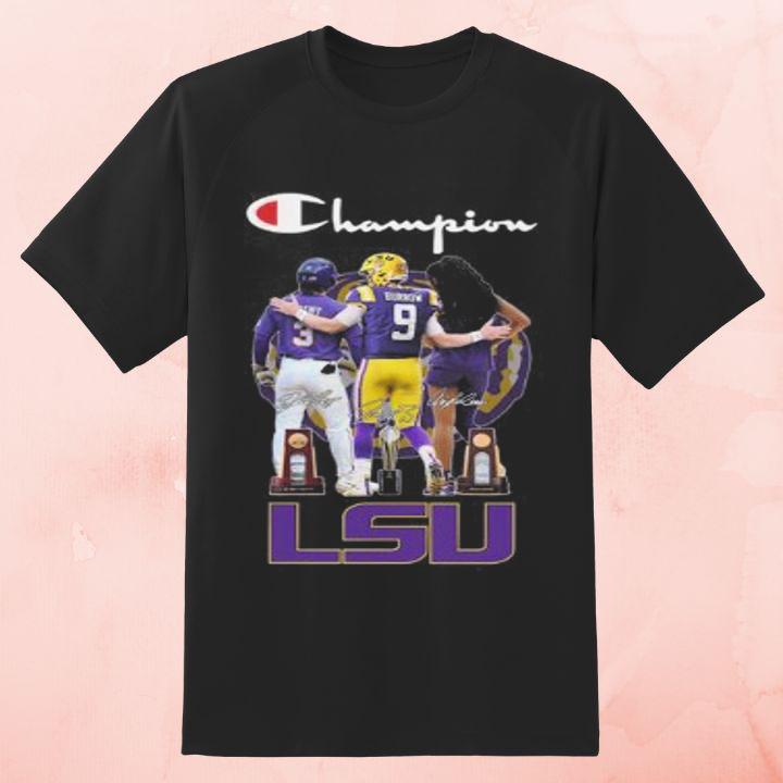 Premium LSU Tigers Sports Teams Champion Logo Signatures T-Shirt