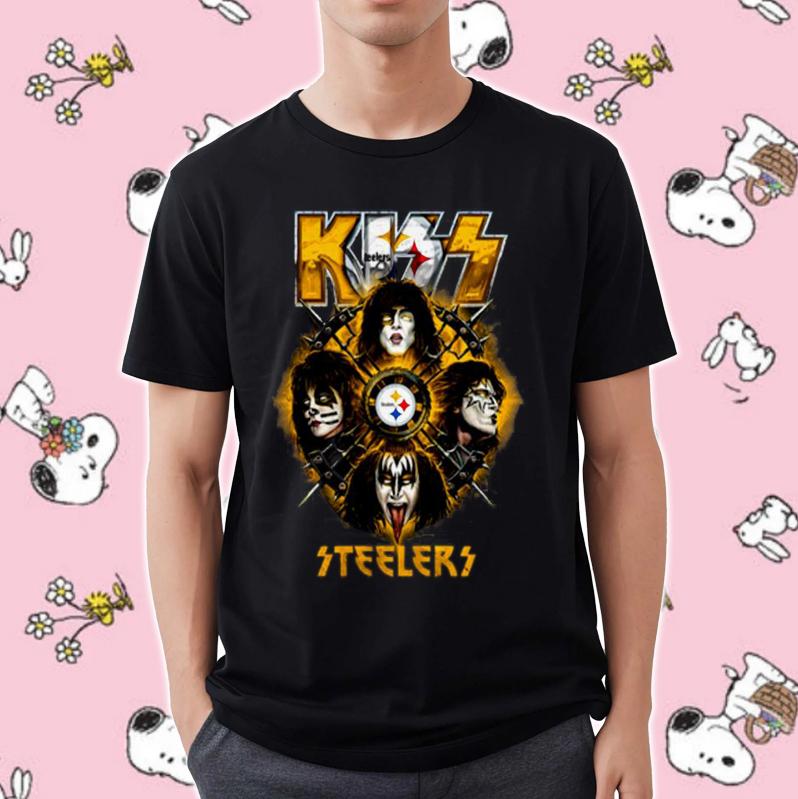Premium Kiss Rock Band Pittsburgh Steelers Style Bohemian Rhapsody T-Shirt