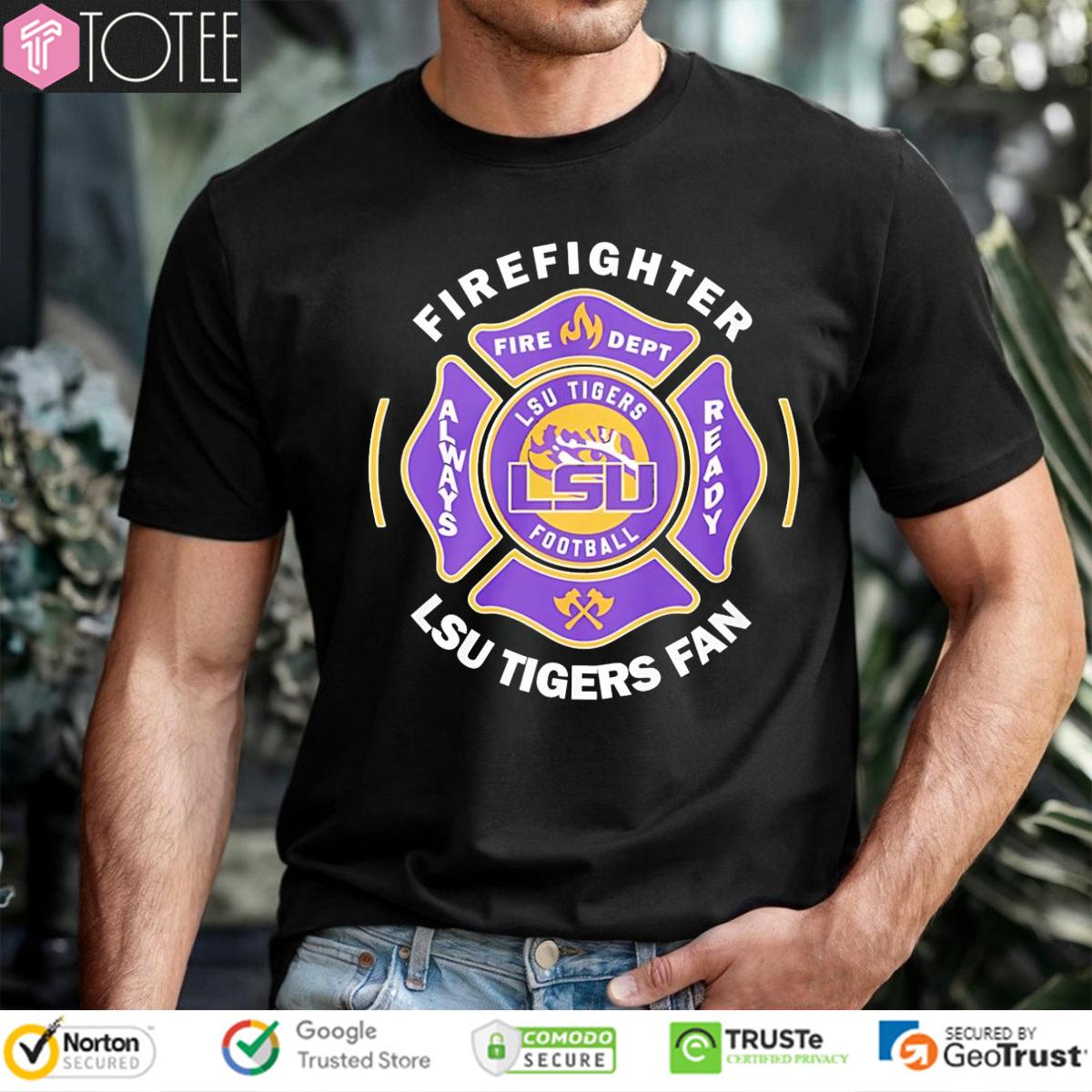 Fire Dept LSU Tigers Logo Football Firefighter T-Shirt