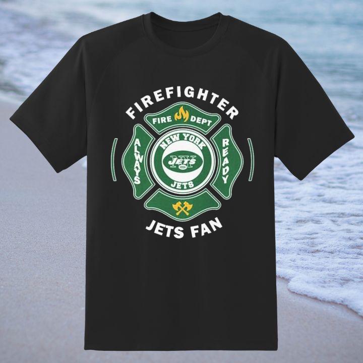 Fire Dept New York Jets Logo Football Firefighter T-Shirt