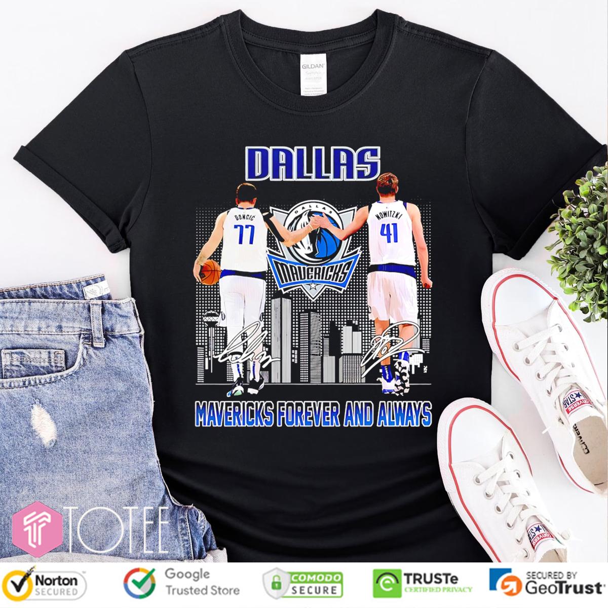Dallas Mavericks Forever And Always Luka Doncic Dirk Nowitzki t-shirt