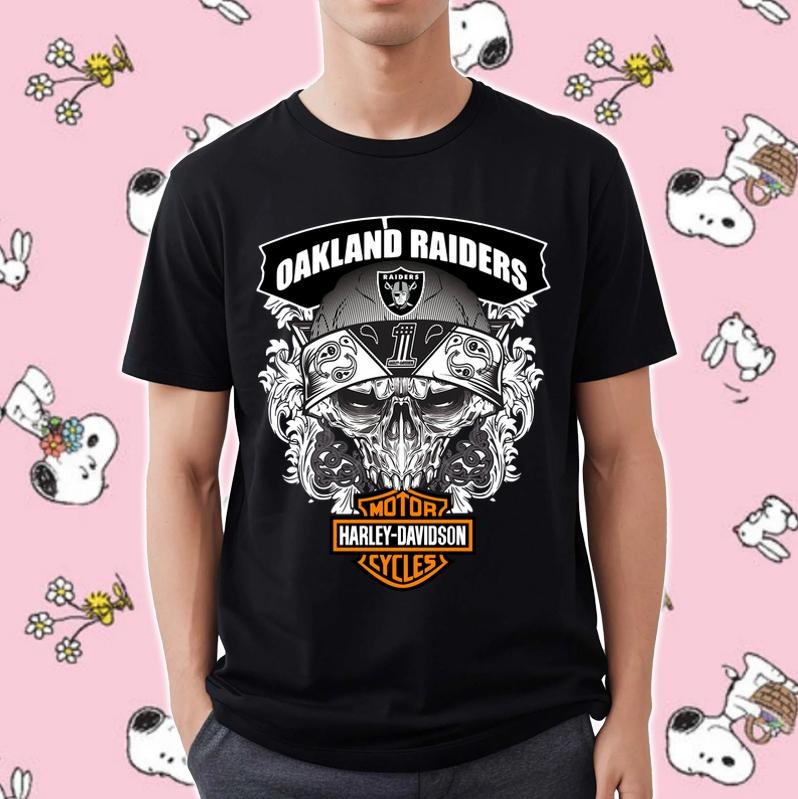 Oakland Raiders Motor Harley Davidson Cycles T-shirt