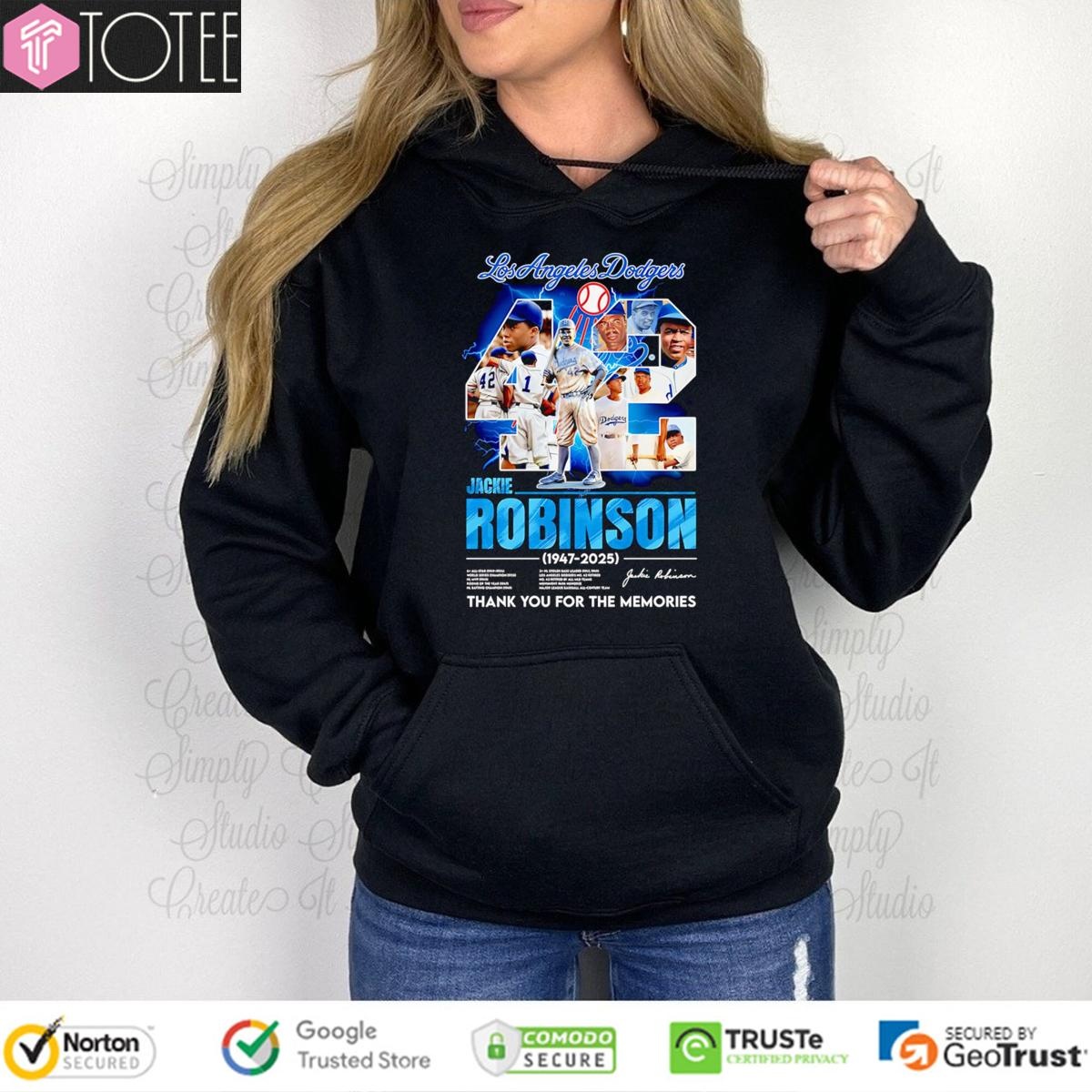 Los Angeles Dodgers 42 Jackie Robinson 1947-2025 Signature hoodie