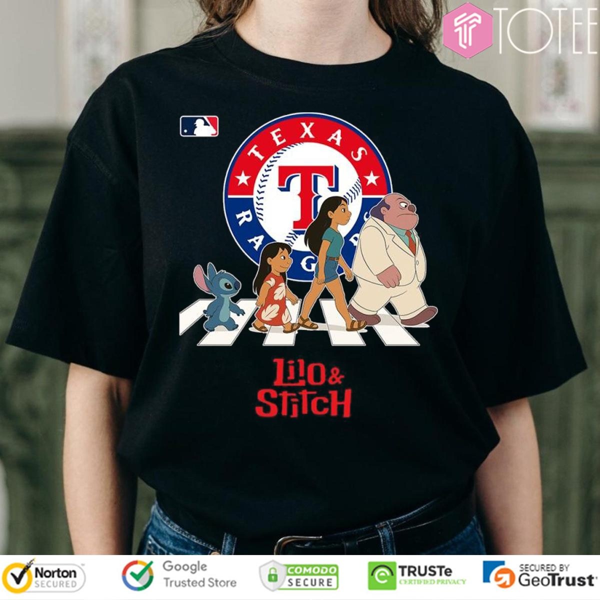 Texas Rangers Lilo And Stitch Abbey Road T-shirt