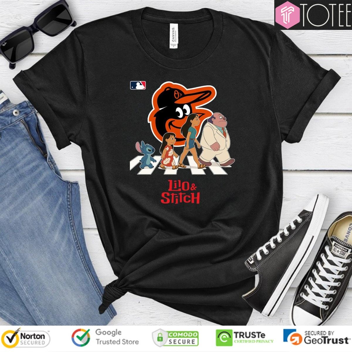 Lilo And Stitch Abbey Road Baltimore Orioles Baseball T-shirt