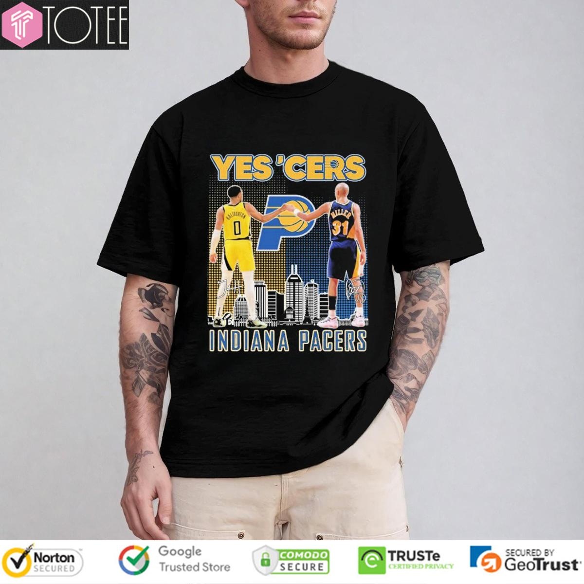 Tyrese Haliburton Choke Sign Reggie Miller Yes Cers Indiana Pacers T-shirt