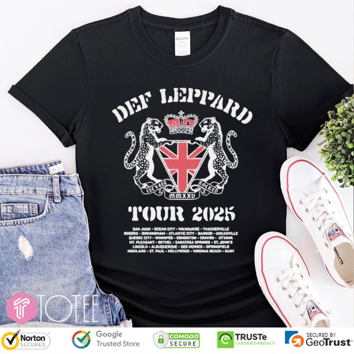 Def Leppard Rock Band Lets Get Rocked Tour 2025 T-shirt