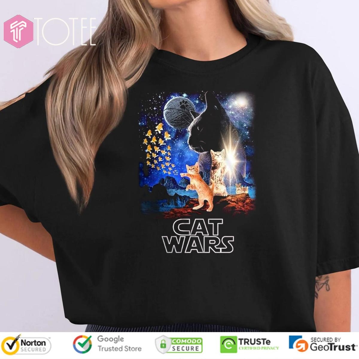 Humor Cat Wars Parody Star Wars Poster T-shirt