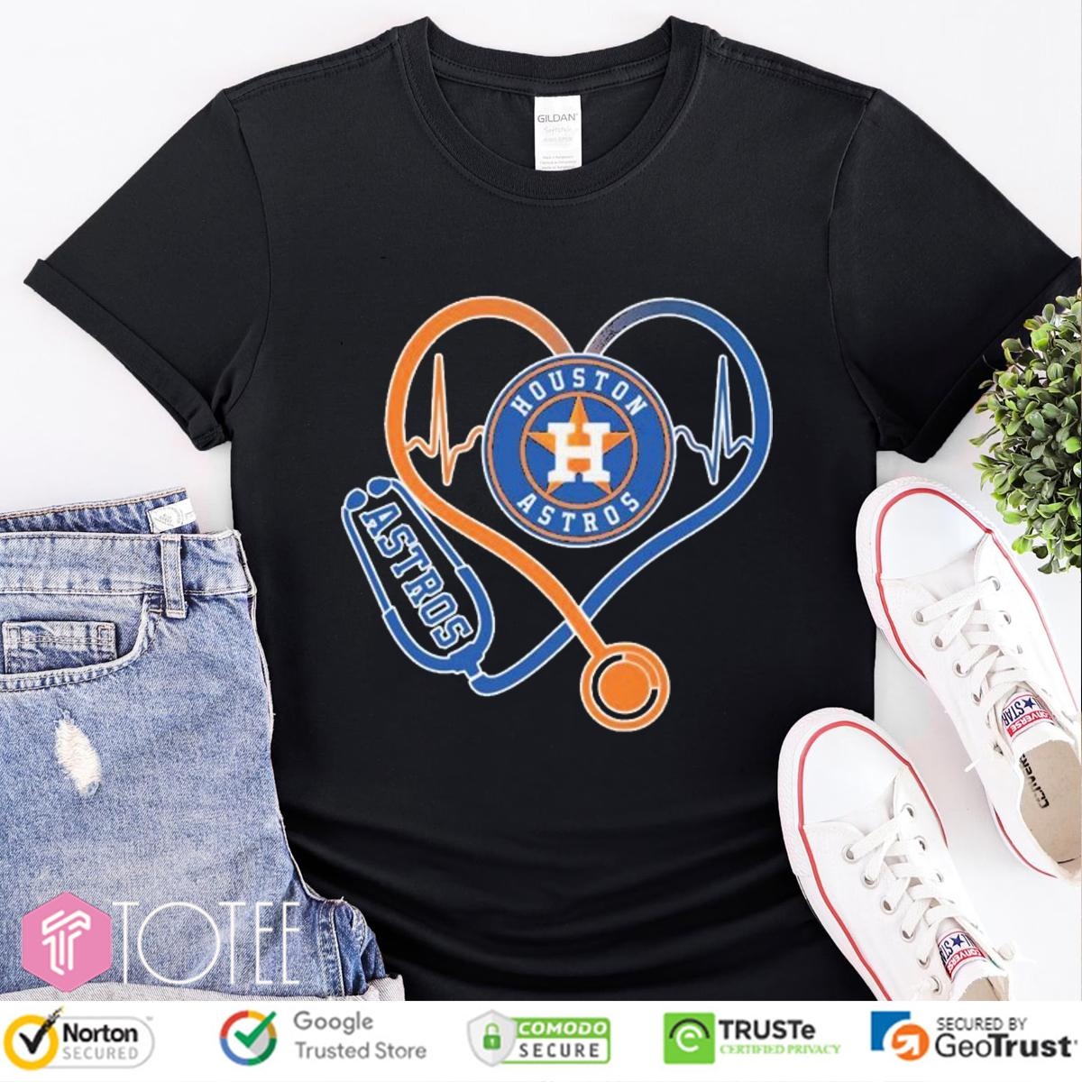 Stethoscope Heartbeat Nurse Houston Astros Baseball T-shirt