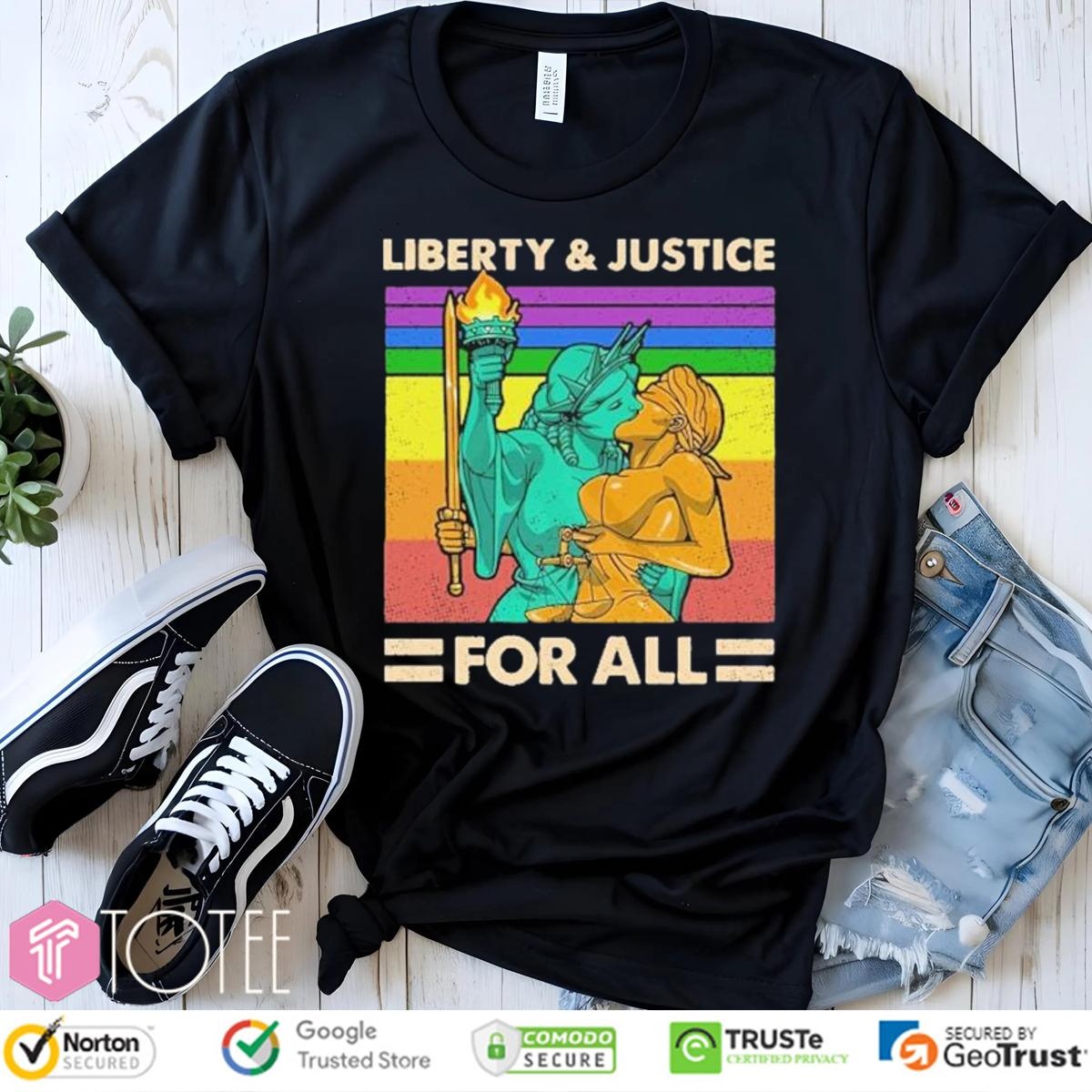 Lgbt Liberty Kiss Justice For All Vintage T-shirt