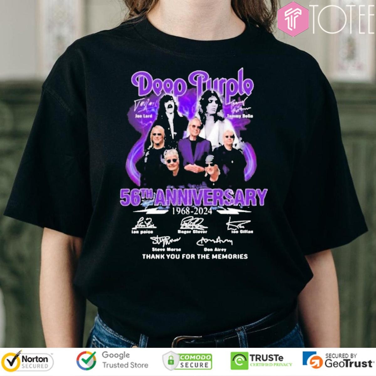 Deep Purple 56Th Anniversary 1968-2024 Signatures T-shirt
