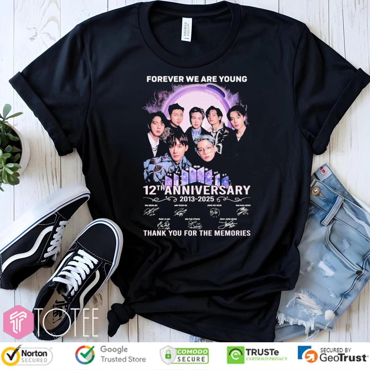 Bts Forever We Are Young 12Th Anniversary 2013-2025 Signatures T-shirt