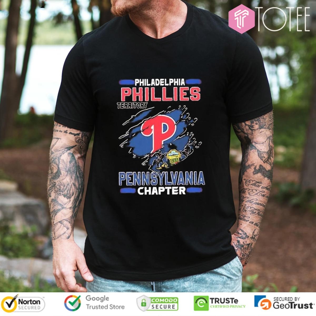 Philadelphia Phillies Baseball Territory Pennsylvania Chapter Torn Logo T-shirt