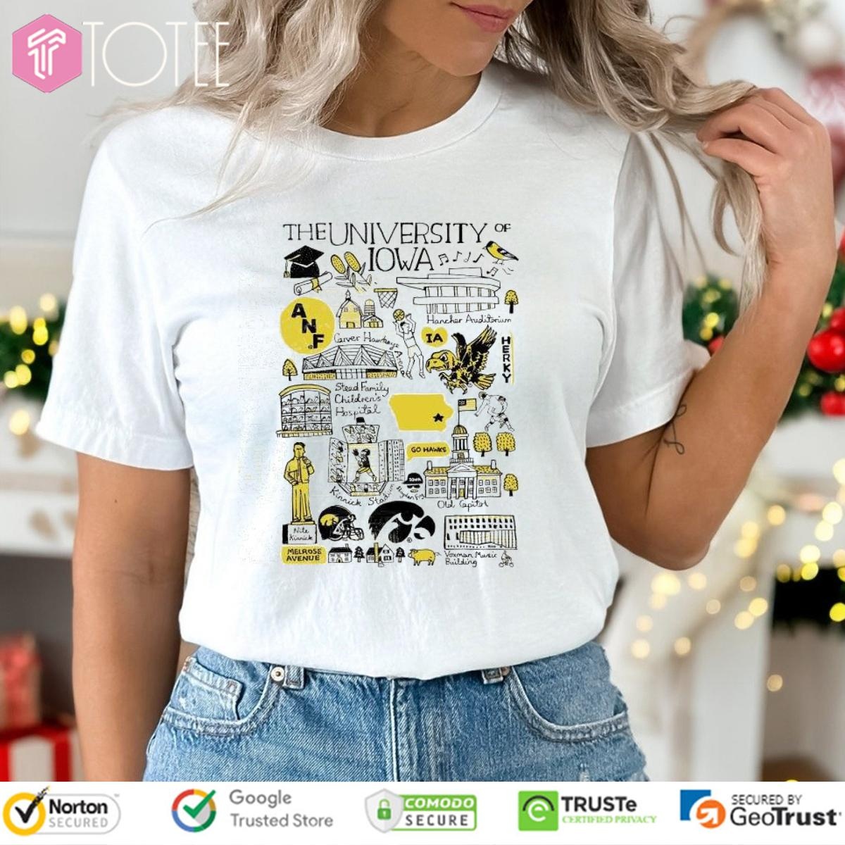 University Of Iowa Hawkeyes Art Illustration T-shirt