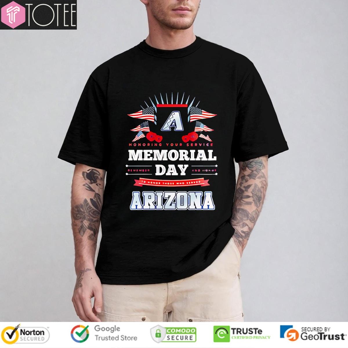 Honoring Your Service Memorial Day Arizona Diamondbacks Baseball T-shirt