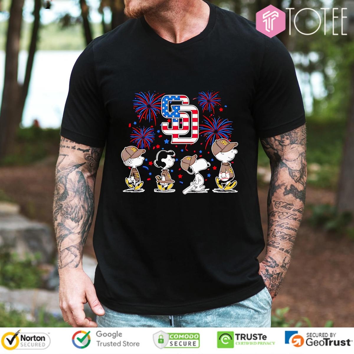 Peanuts Snoopy San Diego Padres Fireworks 4Th Of July T-shirt