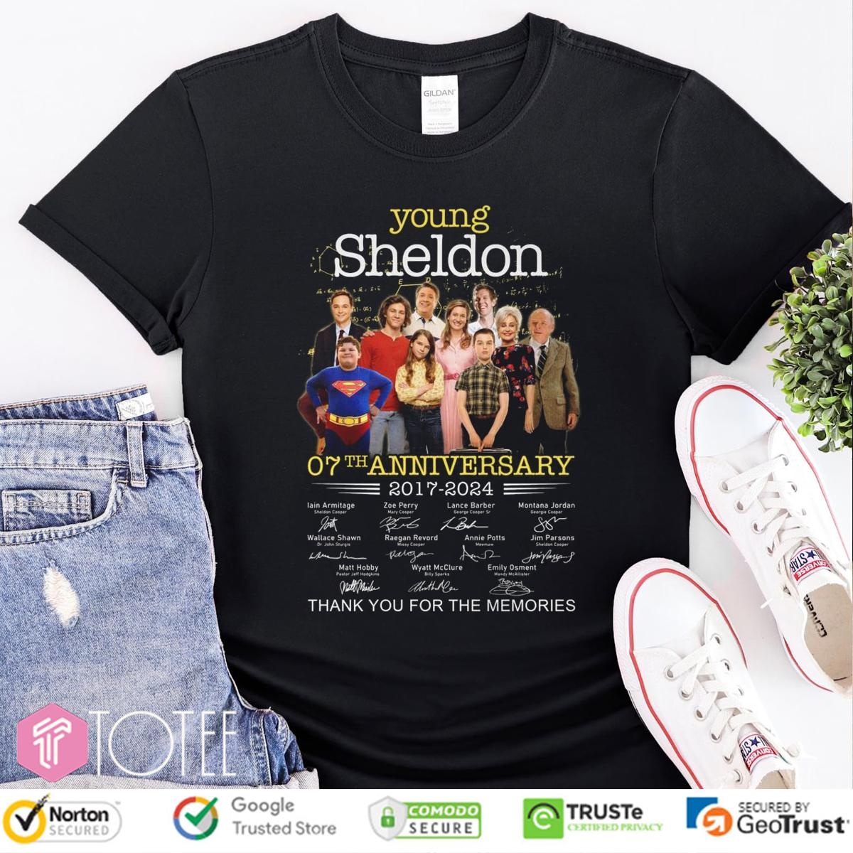 07Th Anniversary 2017-2024 Young Sheldon Signatures T-shirt
