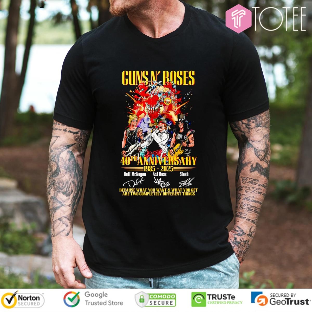 40Th Anniversary 1985-2025 Guns N Roses Signatures T-shirt