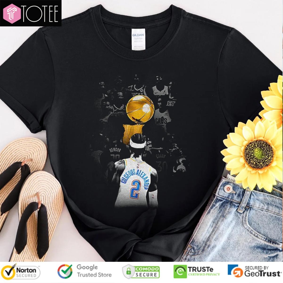 Shai Gilgeous-Alexander Gold Trophy Okc Thunder Nba World Champion 2025 T-shirt