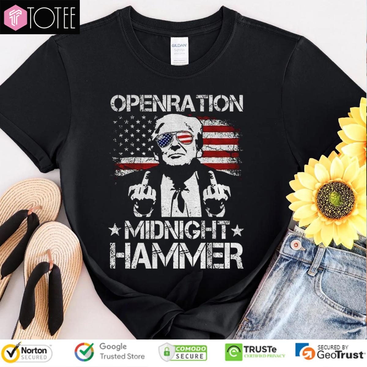 Trump Middle Finger Operation Midnight Hammer B-2 Bomber Usa Flag T-shirt