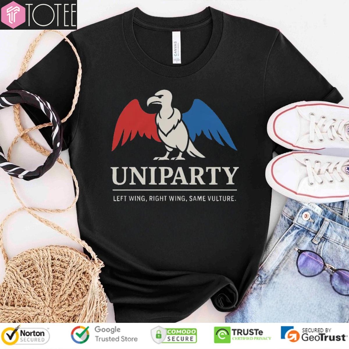 Uniparty Political Satire Left Wing Right Wing Same Vulture T-shirt