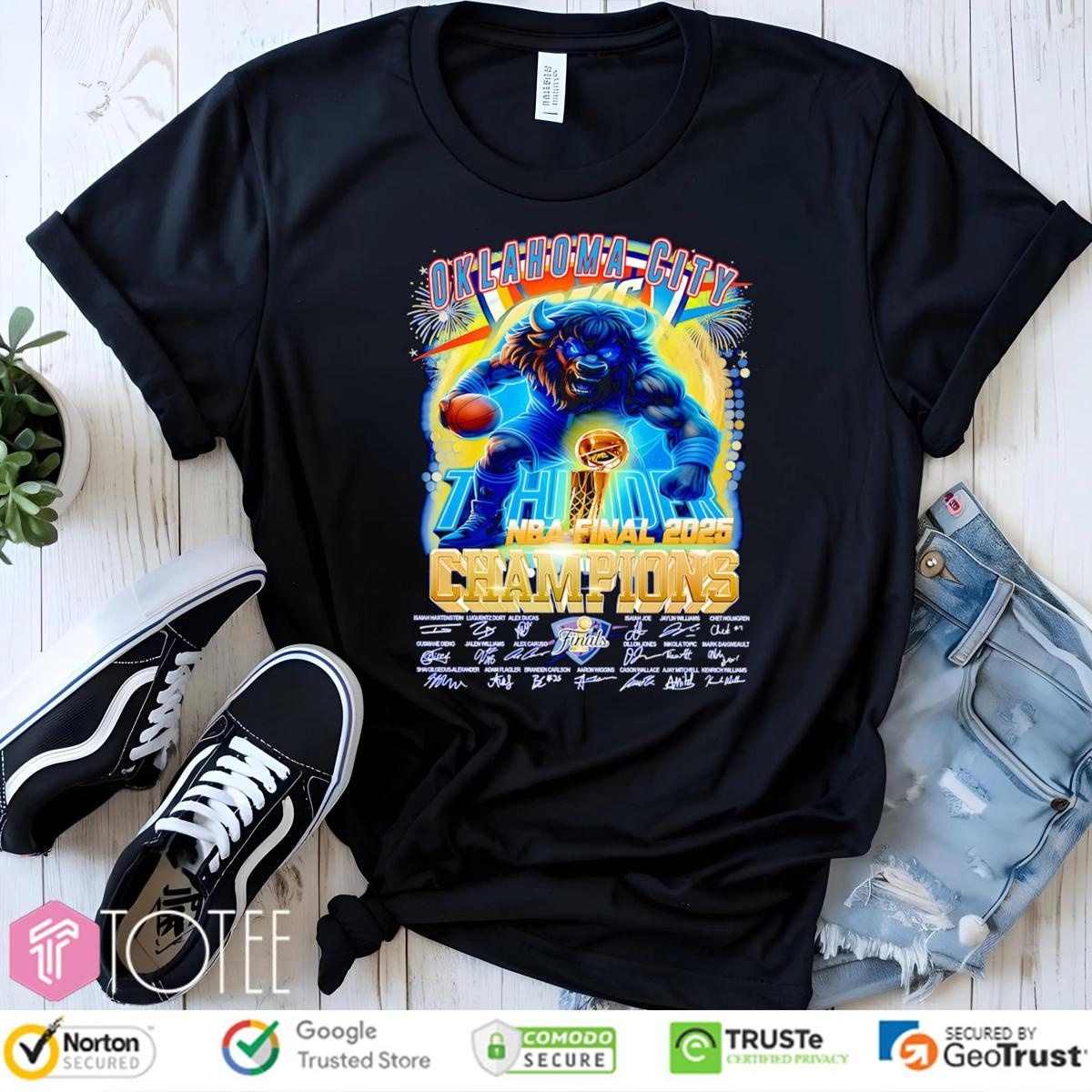 Oklahoma City Thunder Nba Final 2025 Champions Bison Signatures T-shirt
