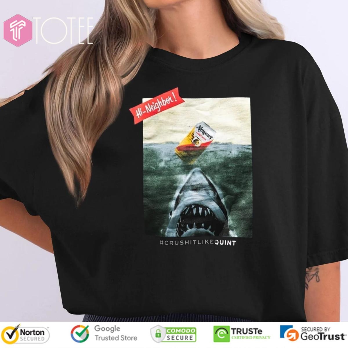 Jaws Narragansett Lager Beer Crushitlikequint Shark T-shirt
