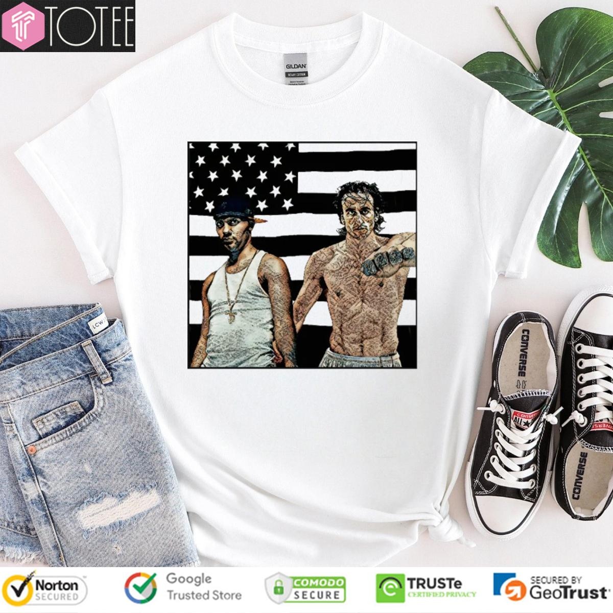 Stankantonia Nba Tattooed American Flag T-shirt