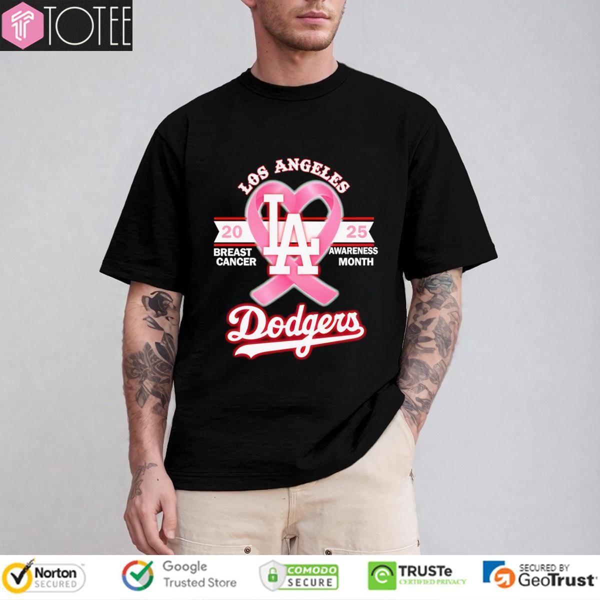 2025 Breast Cancer Awareness Month Los Angeles Dodgers Baseball T-shirt